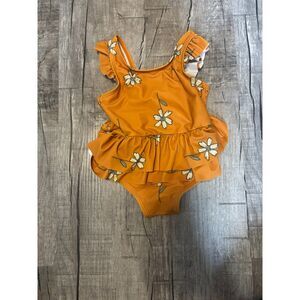 Carter’s Baby Girls Floral Ruffle Swimsuit 18 Months One Piece Snap Bottom